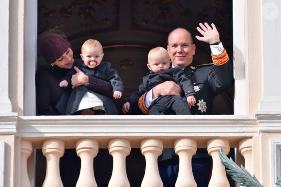 Le prince Jacques et la princesse Gabriella sont apparus avec leurs parents la princesse Charlene et le prince Albert II de Monaco lors du défilé militaire de la fête nationale monégasque, le 19 novembre 2015 © Bruno Bebert / Dominique Jacovides / Bestimage