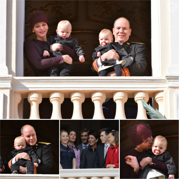 Le prince Jacques et la princesse Gabriella sont apparus au balcon du palais princier avec la princesse Charlene et le prince Albert II de Monaco lors du défilé militaire de la Fête nationale monégasque, le 19 novembre 2015.