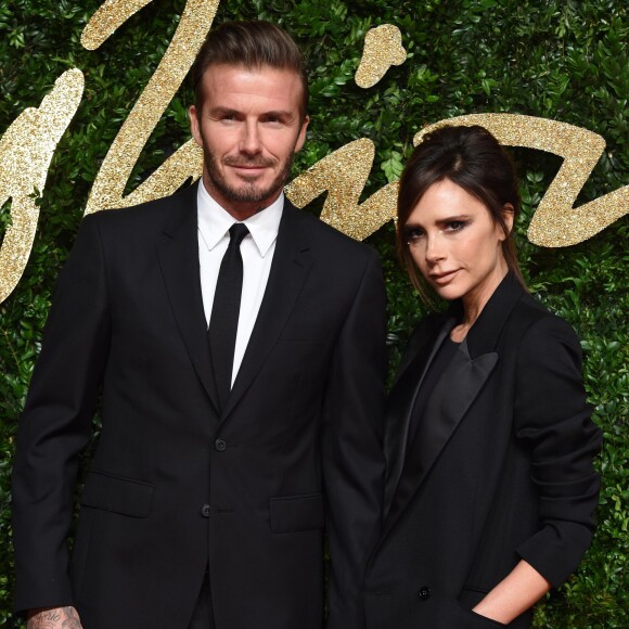 David et Victoria Beckham assistent aux British Fashion Awards 2015 au London Coliseum. Londres, le 23 novembre 2015.