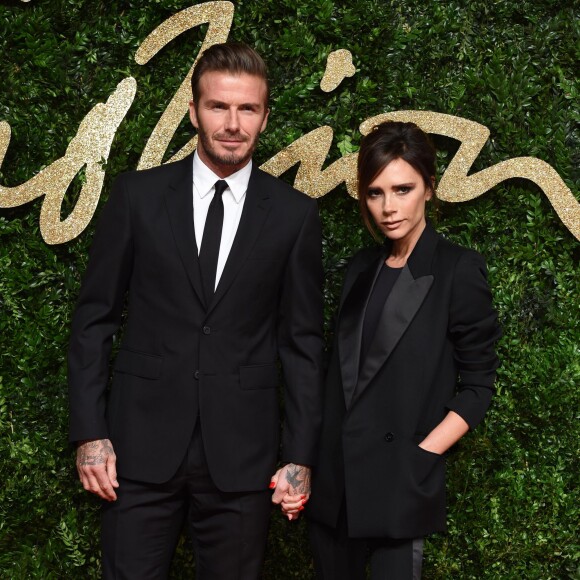 David et Victoria Beckham assistent aux British Fashion Awards 2015 au London Coliseum. Londres, le 23 novembre 2015.