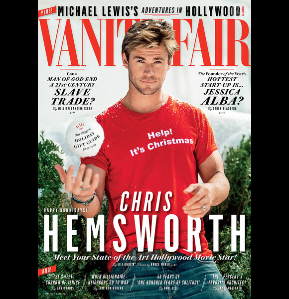 Chris Hemsworth en couverture du numéro de Noel de Vanity Fair.