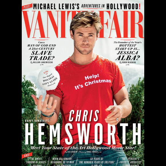 Chris Hemsworth en couverture du numéro de Noel de Vanity Fair.