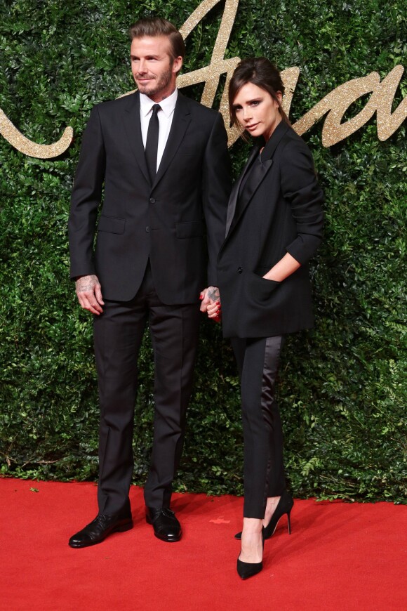David et Victoria Beckham - Soirée des "British Fashion Awards" à Londres. Le 23 novembre 2015