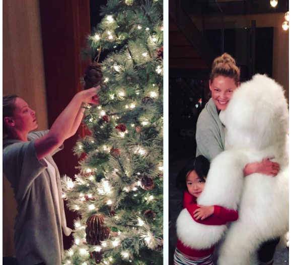Katherine Heigl et sa fille Naleigh préparent Noël / photo postée sur Instagram, fin novembre 2015.