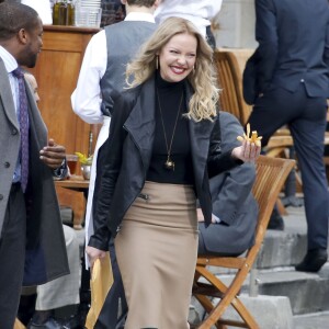 Katherine Heigl et Laverne Cox tournent des scènes du film "Doubt" dans le quartier de Tribeca à New York le 14 octobre 2015.