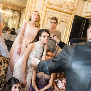 Exclusif - Almudena Lapique (robe Jorge Vazquez, bijoux Payal New York), Olivia Hallisey (robe Giambattista Valli Haute-Couture, bijoux Payal New York), Klio Kosuth (robe Georges Hobeika, bijoux Payal New York), Madeleine Thompson (robe Lanvin, bijoux Payal New York)   lors des préparatifs de la vingt-troisième édition du Bal au Palais de Chaillot à Paris, le 28 novembre 2015. © Jacovides/Borde/Moreau/Bestimage