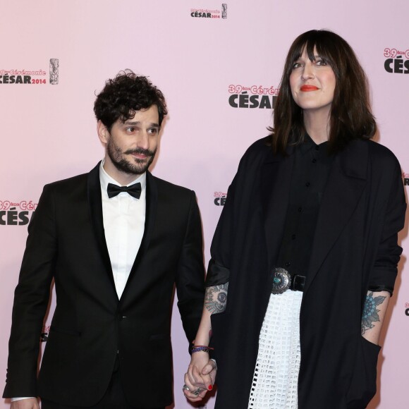 Daphné Bürki et son compagnon Sylvain Quimène - Arrivées Exterieur - 39e cérémonie des Cesar au théâtre du Châtelet à Paris Le 28 février 2014.