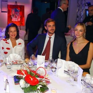 Exclusif - Louis Ducruet et sa compagne Marie, la princesse Stéphanie de Monaco, Pierre Casiraghi et sa femme Beatrice Borromeo - Vente aux enchères en faveur de Fight Aids Monaco à l'hôtel Le Meridien Beach Plaza à Monaco, le 1er décembre 2015. ©Bruno Bebert/Olivier Huitel/Pool Restreint/Bestimage