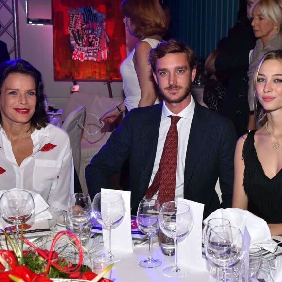 Exclusif - La princesse Stéphanie de Monaco, Pierre Casiraghi et sa femme Beatrice Borromeo - Vente aux enchères en faveur de Fight Aids Monaco à l'hôtel Le Meridien Beach Plaza à Monaco, le 1er décembre 2015. ©Bruno Bebert/Olivier Huitel/Pool Restreint/Bestimage