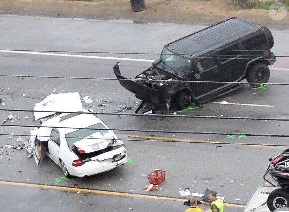 L'accident de voiture de Caitlyn (anciennement Bruce) Jenner sur l'autoroute Pacific Coast à Malibu. Le 7 février 2015.