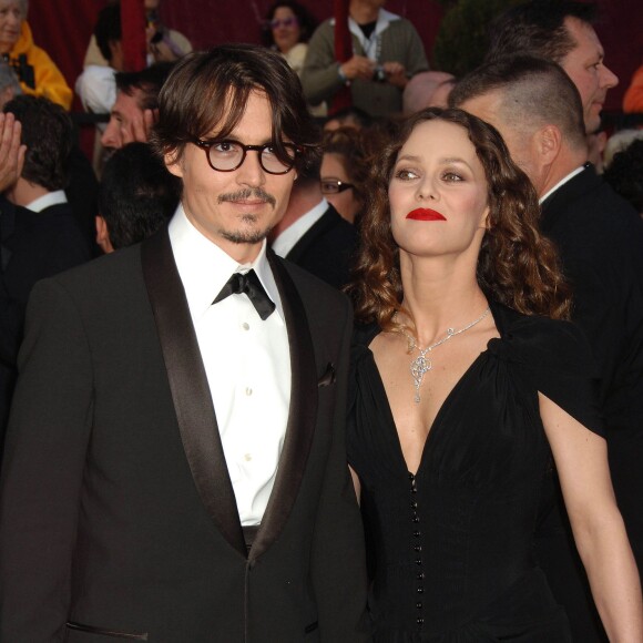 Johnny Depp et Vanessa Paradis à Los Angeles, le 24 février 2008.