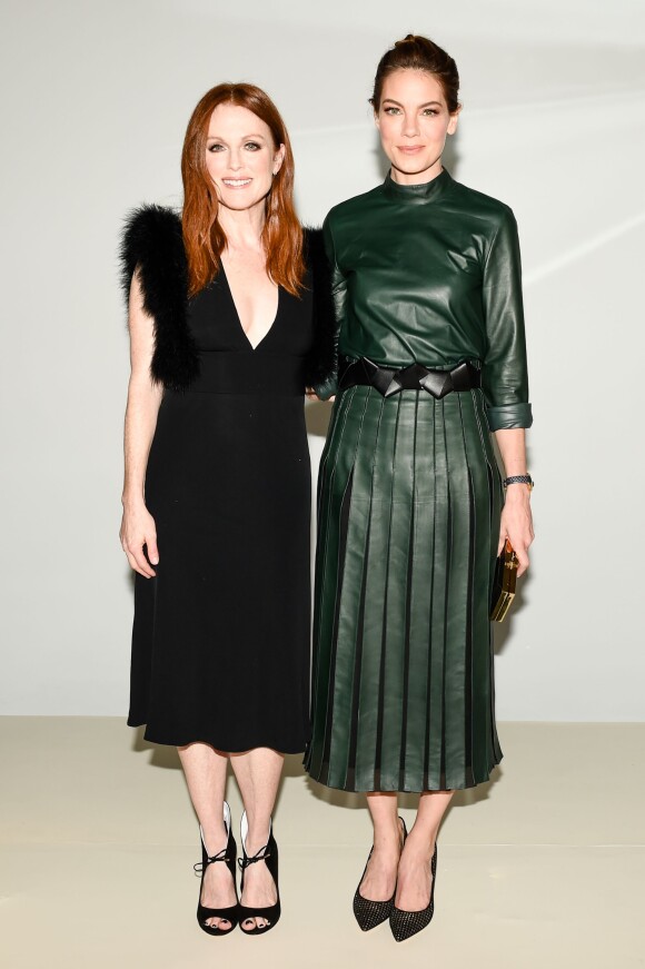 Julianne Moore et Michelle Monaghan assistent à la soirée "Ferragamo Presents: Gancio Studios, Celebrating 100 Years In Hollywood" à l'Industria Superstudio. New York, le 8 décembre 2015.