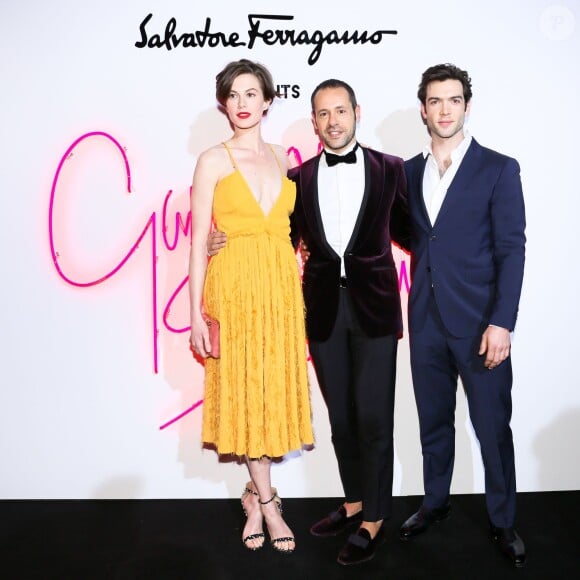 Elettra Wiedemann, Massimiliano Giornetti et Ethan Peck assistent à la soirée "Ferragamo Presents: Gancio Studios, Celebrating 100 Years In Hollywood" à l'Industria Superstudio. New York, le 8 décembre 2015.