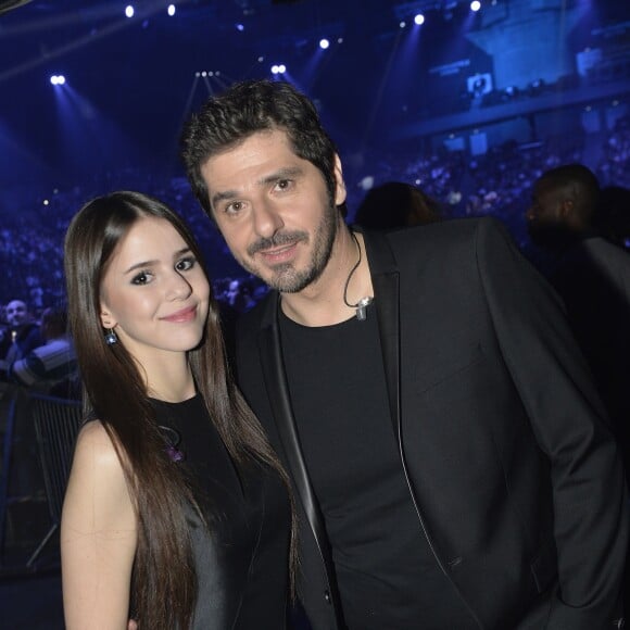 Exclusif - Marina Kaye et Patrick Fiori dans les coulisses de la soirée événement Bercy fête ses 30 ans - Le concert anniversaire, diffusée le 4 décembre 2015, à l'AccorHotels Arena à Paris. © Veeren/Moreau