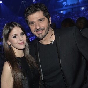 Exclusif - Marina Kaye et Patrick Fiori dans les coulisses de la soirée événement Bercy fête ses 30 ans - Le concert anniversaire, diffusée le 4 décembre 2015, à l'AccorHotels Arena à Paris. © Veeren/Moreau