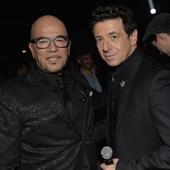 Exclusif - Pascal Obispo et Patrick Bruel dans les coulisses de la soirée événement Bercy fête ses 30 ans - Le concert anniversaire, diffusée le 4 décembre 2015, à l'AccorHotels Arena à Paris. © Veeren/Moreau