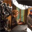 Alice Sudol et David Yates sur le tournage du film Les Animaux Fantastiques.