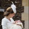 Baptême de la princesse Charlotte de Cambridge, à Sandringham, le 5 juillet 2015, deux mois après sa naissance.