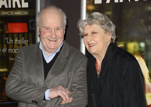 Michel Bouquet et sa femme Juliette Carré - Avant-première du film "L'Antiquaire" au Cinéma des Cinéastes à Paris, le 17 mars 2015.