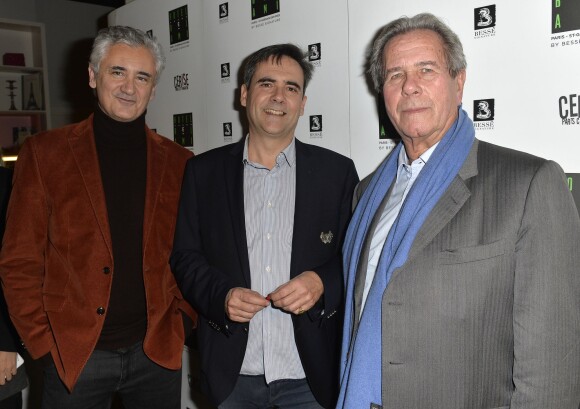 Jacques Ravenne, Eric Giacometti et Jean-Louis Debré - Cerise, le magazine germanopratin fête ses 3 ans à l'hôtel Bel Ami à Paris, le 16 décembre 2015.