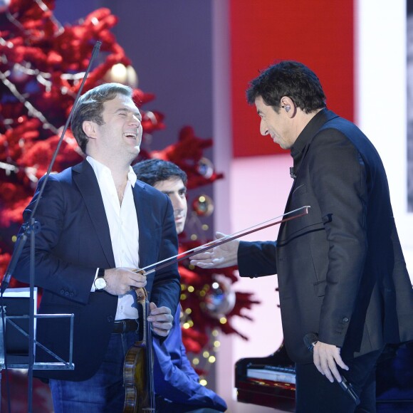 Renaud Capuçon et Patrick Bruel - Enregistrement de l'émission "Vivement Dimanche" à Paris le 16 Décembre 2015 et qui sera diffusée le 20 Décembre 2015.