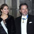 La princesse Madeleine de Suède et son mari Christopher O'Neill au gala de fin d'année de l'Académie suédoise, à la Bourse de Stockholm le 20 décembre 2015.