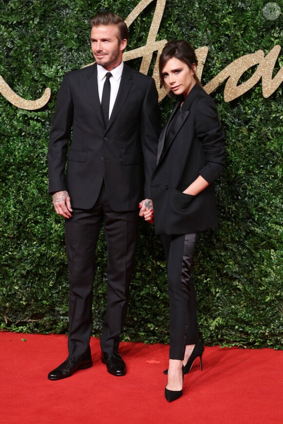 David et Victoria Beckham lors des British Fashion Awards à Londres le 23 novembre 2015