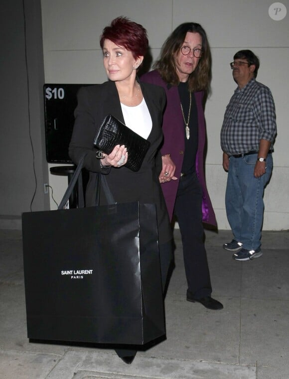 Sharon et son mari Ozzy Osbourne - People à la sortie du restaurant Craig à West Hollywood. Le 2 avril 2015