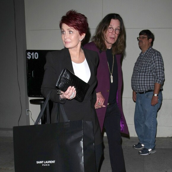 Sharon et son mari Ozzy Osbourne - People à la sortie du restaurant Craig à West Hollywood. Le 2 avril 2015