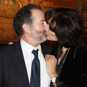 Exclusif - Ines de la Fressange et son compagnon Denis Olivennes à la soirée annuelle de la FIDH (Federation Internationale des Droits de l'homme) et 65eme anniversaire de la Declaration universelle des Droits de l'Homme a l'Hotel de Ville de Paris le 10 decembre 2013.