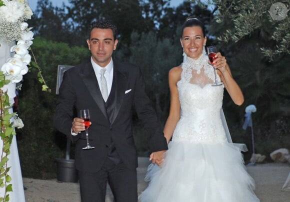 Xavi Hernandez et Nuria Cunillera lors de leur mariage à Blanes, le 13 juillet 2013.