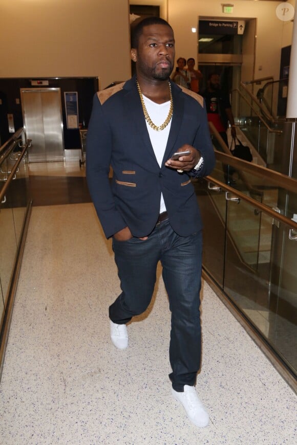 50 Cent (Curtis James Jackson III) arrive à l'aéroport de Los Angeles. Le 1er septembre 2015