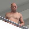 Vin Diesel sur le balcon d'un hôtel à Miami le 6 octobre 2015