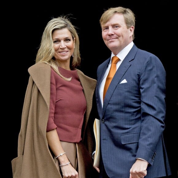 La reine Maxima et le roi Willem-Alexander des Pays-Bas au palais royal d'Amsterdam le 7 janvier 2016 pour la réception de la Commission européenne à l'occasion du début de la présidence néerlandaise de l'Union européenne.