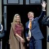 La reine Maxima et le roi Willem-Alexander des Pays-Bas au palais royal d'Amsterdam le 7 janvier 2016 pour la réception de la Commission européenne à l'occasion du début de la présidence néerlandaise de l'Union européenne.