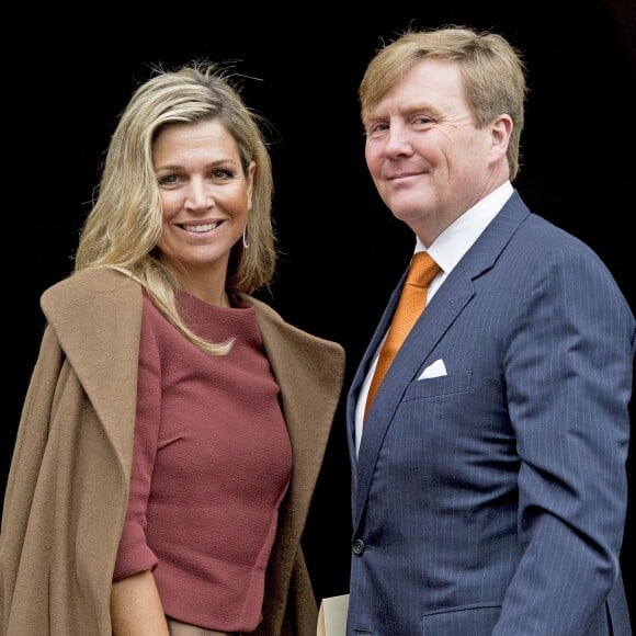 La reine Maxima et le roi Willem-Alexander des Pays-Bas au palais royal d'Amsterdam le 7 janvier 2016 pour la réception de la Commission européenne à l'occasion du début de la présidence néerlandaise de l'Union européenne.