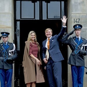 La reine Maxima et le roi Willem-Alexander des Pays-Bas au palais royal d'Amsterdam le 7 janvier 2016 pour la réception de la Commission européenne à l'occasion du début de la présidence néerlandaise de l'Union européenne.