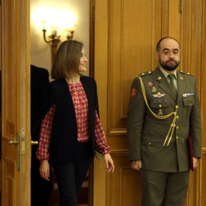 La reine Letizia d'Espagne assurait ses premières audiences de l'année 2016, le 8 janvier au palais de la Zarzuela.