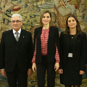 La reine Letizia d'Espagne assurait ses premières audiences de l'année 2016, le 8 janvier au palais de la Zarzuela.