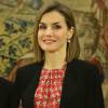 La reine Letizia d'Espagne assurait ses premières audiences de l'année 2016, le 8 janvier au palais de la Zarzuela.