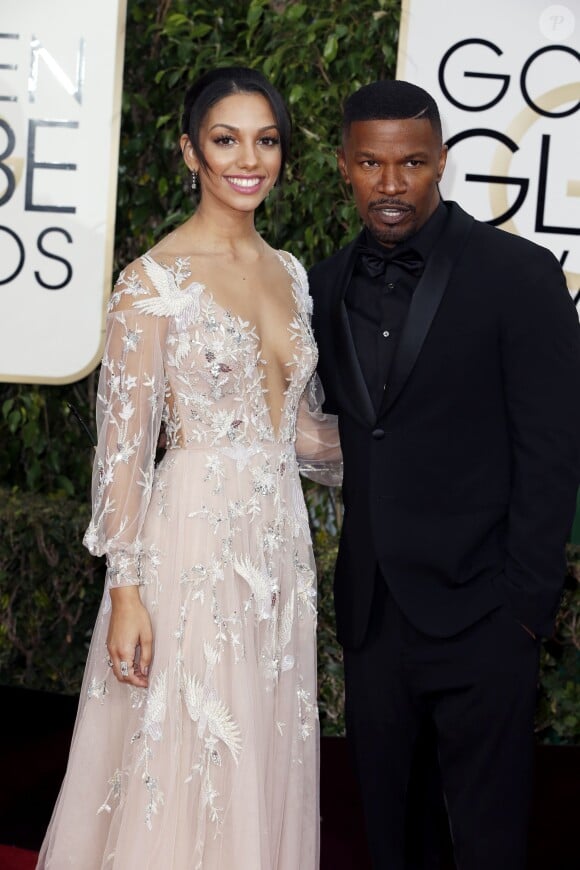 Jamie Foxx et sa fille Corinne - 73ème cérémonie annuelle des Golden Globe Awards à Beverly Hills, le 10 janvier 2016.