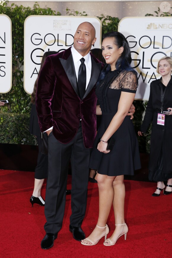 Dwayne Johnson et sa fille Simone Alexandra Johnson - 73e cérémonie annuelle des Golden Globe Awards à Beverly Hills, le 10 janvier 2016.