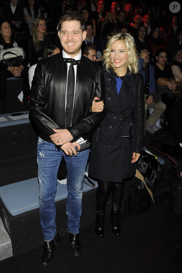 Michael Bublé et sa femme Luisana Lopilato au défilé David Delfin à Madrid le 8 février 2015