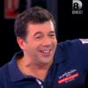 Le présentateur Cyril Hanouna perd au ping-pong face à Stéphane Plaza, le 13 janvier 2016 sur D8 dans "Touche pas à mon poste".