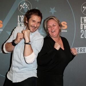 Valérie Damidot et Phil (Philippe Auriel) lors du 19e Festival International du film de Comédie de l'Alpe d'Huez, le 15 janvier 2016.