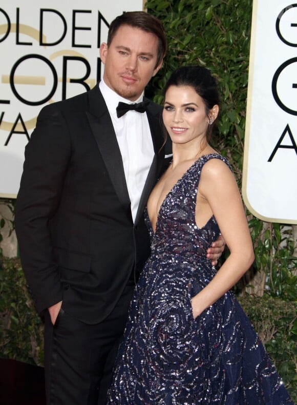 Channing Tatum (habillé en Dior Homme) et sa femme Jenna Dewan - La 73ème cérémonie annuelle des Golden Globe Awards à Beverly Hills, le 10 janvier 2016. T