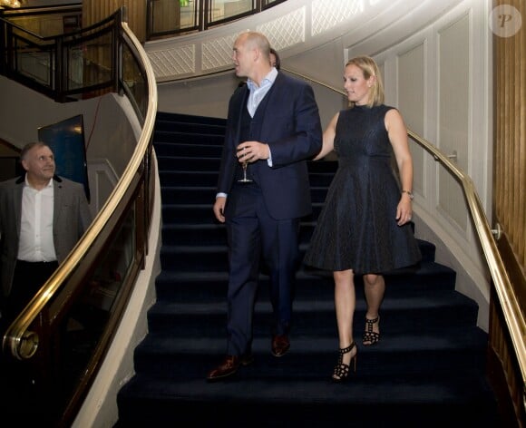 Zara Phillips et Mike Tindall lors du Nordoff Robbins Six Nations Championship Rugby Dinner, un dîner caritatif organisé au Grosvenor House Hotel le 20 janvier 2016, en amont du Tournoi des VI Nations. Mike Tindall était cette année la personnalité mise à l'honneur.