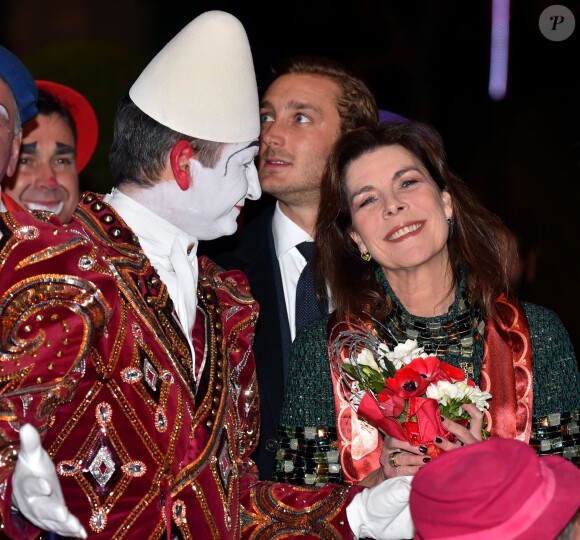 Pierre Casiraghi et sa mère la princesse Caroline de Hanovre arrivent lors du Golden Gala du 40e Festival International du Cirque de Monte-Carlo le 19 Janvier 2016. © Pool Monaco/Bestimage