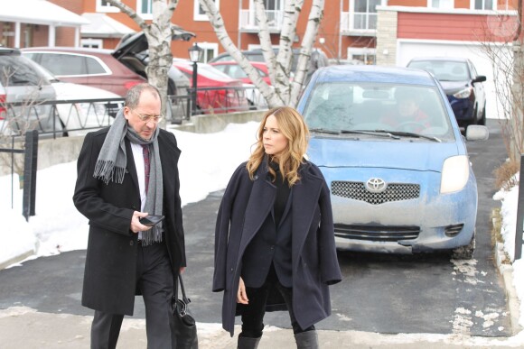 Julie Snyder - Obsèques de Daniel Dion, frère de Céline Dion, en présence de la famille et des amis en l'église Saints-Simon-et-Jude à Charlemagne, le 25 janvier 2016. © Eric Yainiri / Bestimage