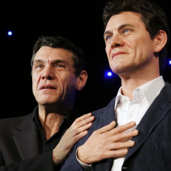 Exclusif - Le chanteur Marc Lavoine inaugure sa statue de cire au Musée Grévin à Paris le 1er février 2016. ©Denis Guignebourg/Bestimage